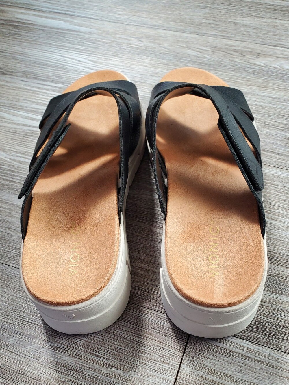 New Vionic Black Uptown Sunset Slide Sandals with Adjustable Closure (Velcro) - Picture 4 of 9